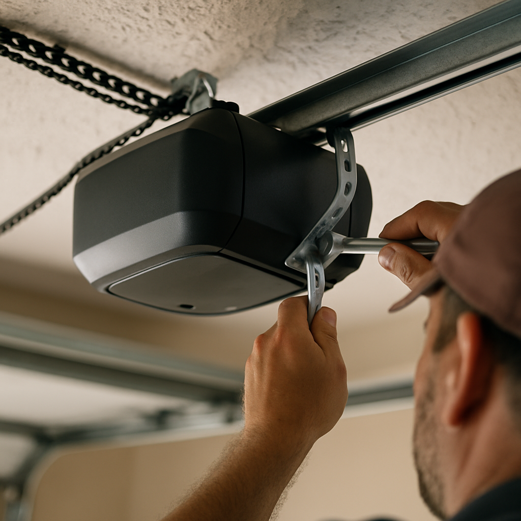 Garage door opener installation and repair by a professional technician.